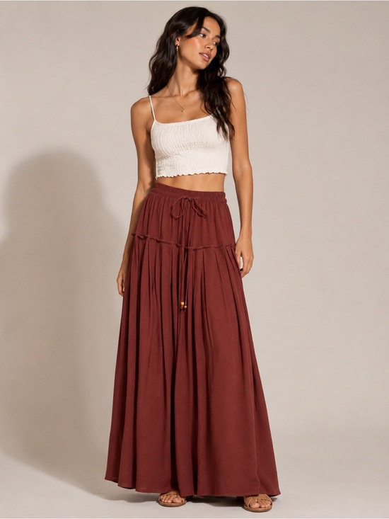 Mustard Seed Dresses & Skirts - Mustard Seed Brown Boho Maxi Skirt Flowy Festival Earthy Cottagecore